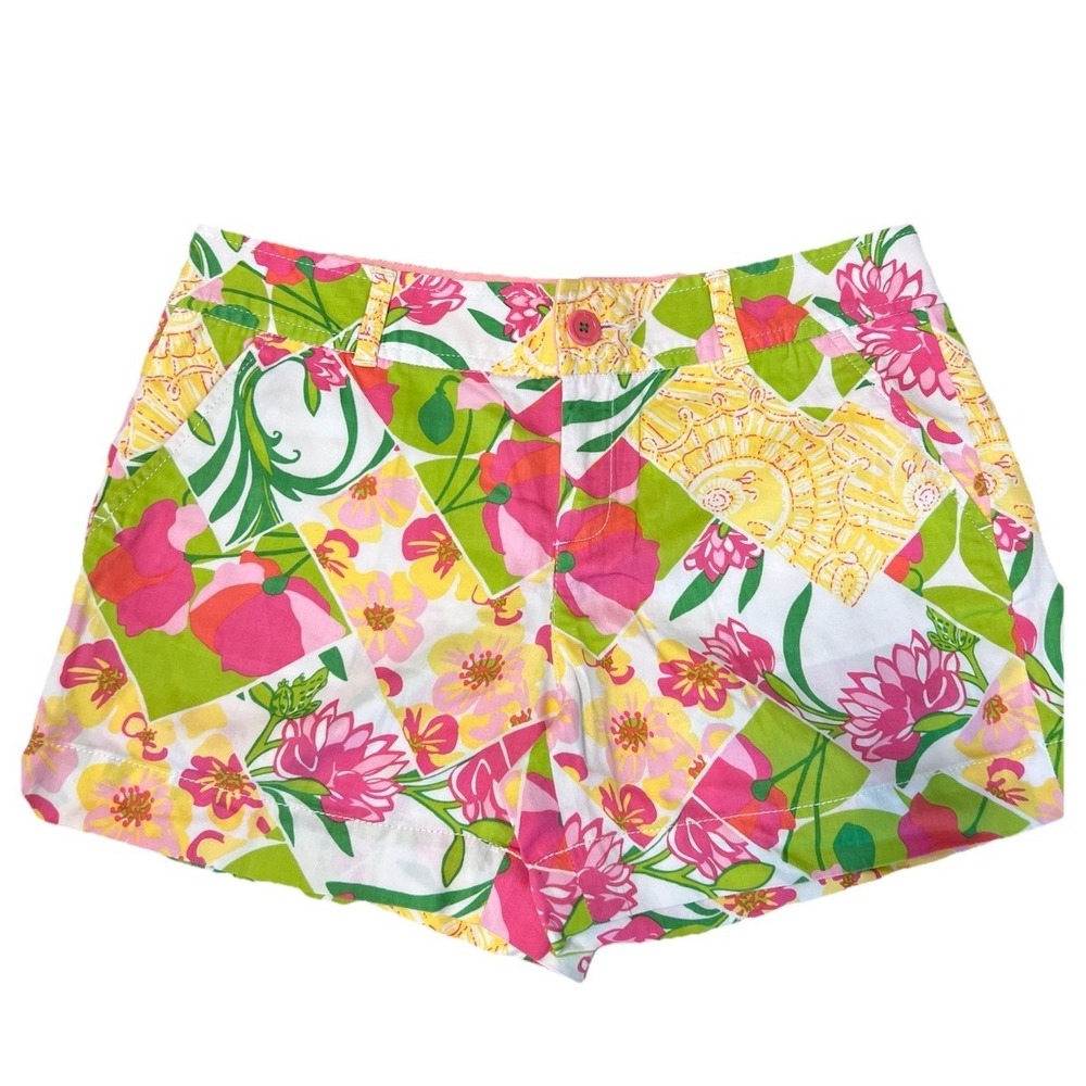 Lilly Pulitzer Shorts Womens 8 Floral Pink Cotton Boyfriend Shorts